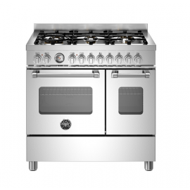 BERTAZZONI MAS96L2EXT Κουζίνα Ηλεκτρική με 2 Φούρνους και Εστίες Αερίου 90cm Inox